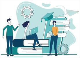 Online education.Educational webinar,online education at home.Online advanced training courses.the concept of distance learning.flat vector illustration.
