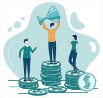 Financial success.People compare each other's financial achievements.The achievement of goals and competitive spirit.flat vector illustration.