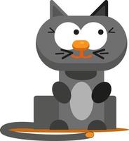 Surprised grey cat, illustration, vector on a white background.