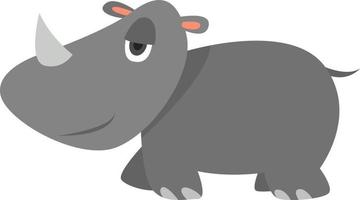 Tired rhinoceros, illustration, vector on white background