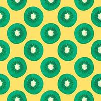 Green kiwi fruit,seamless pattern on yellow background.