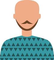 Bald man in blue sweater, illustration, on a white background. vector