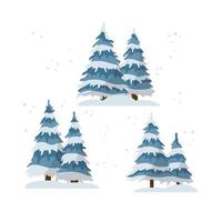 Winter tree. Snow on branches. Element of nature and forests. Cartoon flat illustration. Cold season. New year and Christmas decorations vector