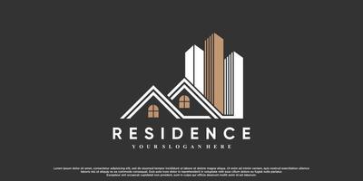 ilustración de diseño de logotipo de residencia con casa de iconos y concepto creativo vector