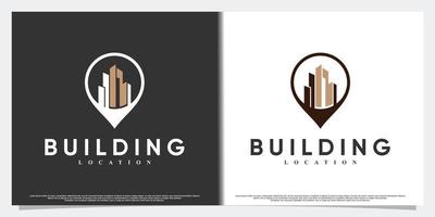 Building location icon logo design with modern concept Premium Vector