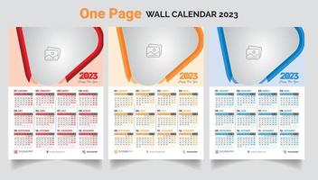 Single Page Wall calendar 2023 vector