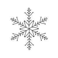 icono de vector de garabato de copo de nieve. tema de navidad e invierno. simple ilustración plana sobre fondo blanco.