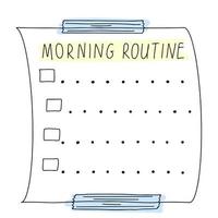 Doodle hand drawn memo note or reminder vector illustration for morning routine. Simple square paper sheet. Cute design for journal.