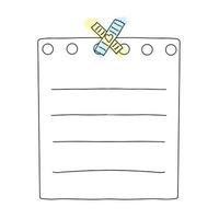 Doodle hand drawn memo note or reminder vector illustration. Simple square paper sheet. Cute design for journal.