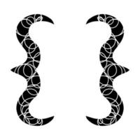 Black curly braces with scribble vector illustration