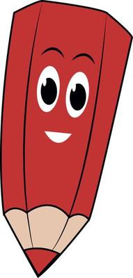Red pencil, illustration, vector on white background.
