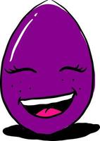 Huevo púrpura feliz, ilustración, vector sobre fondo blanco.