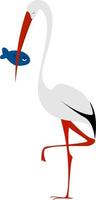 Stork, illustration, vector on white background.