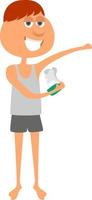 Man putting deodorant, illustration, vector on white background