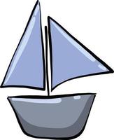 Small blue toy boat, illustration, vector on a white background.