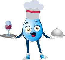 Water drop cooking meal, illustration, vector on white background.