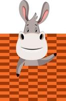 Donkey with bad texture, illustration, vector on white background.