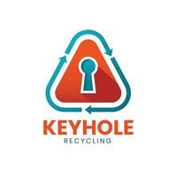 keyhole in triangle with recycle icon vector