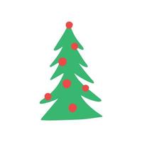 Single hand drawn New Year and Xmas tree. Vector illustration for winter greeting cards, posters, stickers and seasonal design.