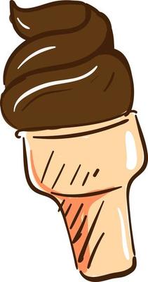 Chocolate ice cream, illustration, vector on white background.