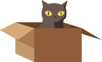 Caja de gato, ilustración, vector sobre fondo blanco.