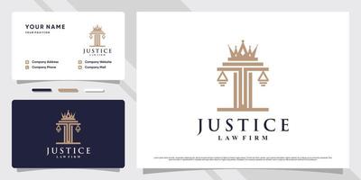 Justice law firm logo design with simple concept and business card template vector