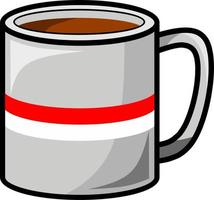 Coffee mug vector illustration. A mug of coffee vector for logo, icon, sign, symbol, business, design or decoration. Coffee mug with red and white stripes. Hygge style vector