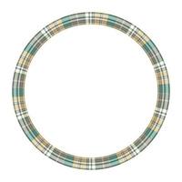 Round frame vector vintage pattern design template. Circle border designs plaid fabric texture. Scottish tartan background for collage art, gif card, handmade crafts.