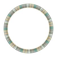 Round frame vector vintage pattern design template. Circle border designs plaid fabric texture. Scottish tartan background for collage art, gif card, handmade crafts.