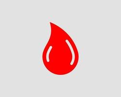 Red blood drop vector icon isolated on white background.