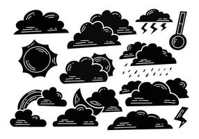 Set of Weather Solid Icon Illustration Set vector