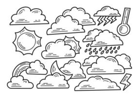 Set of Weather Doodle Illustration Set vector