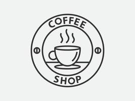 diseño de logotipo de café para cafetería o cafetería. signo vectorial de espresso o capuchino. logotipo creativo en blanco y negro, icono de línea de moda. vector