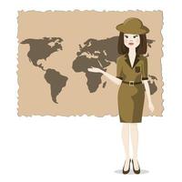 Woman presents the geography of travel vector