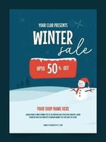 Modern flat illustrated winter sale vertical poster. winter sale store for social media posts. Flat winter sale flyer or brochure template vector