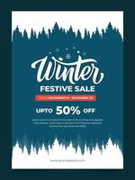 Modern flat illustrated winter sale vertical poster. winter sale store for social media posts. Flat winter sale flyer or brochure template vector