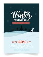 cartel vertical de venta de invierno ilustrado plano moderno. tienda de venta de invierno para publicaciones en redes sociales. plantilla de folleto o folleto de venta de invierno plana vector