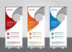 Professional corporate colorful roll up banner design template vector