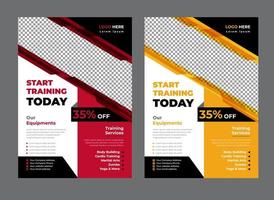 Fitness flyer template with different color vector