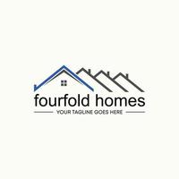 Simple and unique shape line four fold roof house homes image graphic icon logo design abstract concept vector stock. Can be used as symbol related to property or living