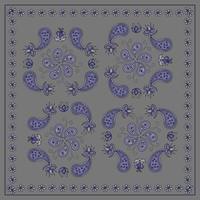 Seamless pattern based on an ornament with a Paisley bandana print in gray blue, scarf around the neck, print on fabric, wallpaper vector