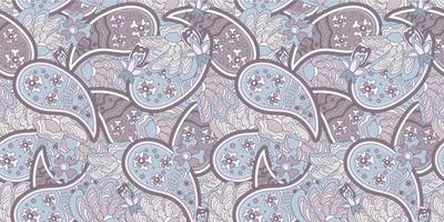 Cute seamless pattern based on an ornament with a Paisley bandana print in delicate pastel colors, scarf around the neck, print on fabric, wallpaper