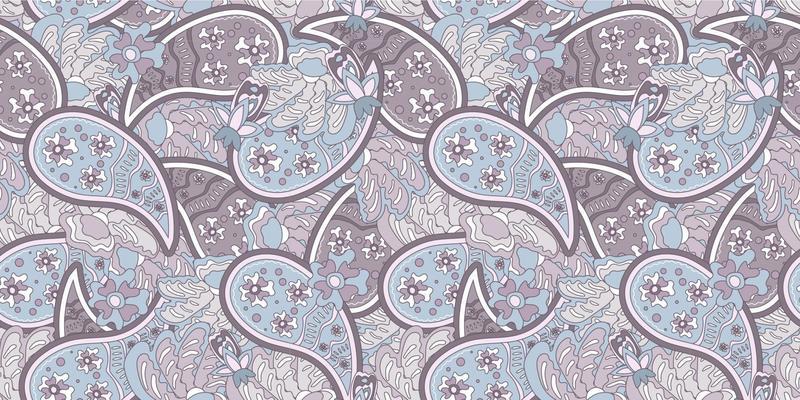 Cute seamless pattern based on an ornament with a Paisley bandana print in delicate pastel colors, scarf around the neck, print on fabric, wallpaper