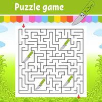 Square maze. Game for kids. Puzzle for children. Labyrinth conundrum. Color vector illustration. Find the right path. Isolated vector illustration. cartoon character.