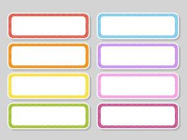 Set stickers for design. Empty template. Name tags, gift labels. Perfect for folders, daily journals, notebooks, lunch bags, pencil boxes. Rectangular label. Color vector isolated illustration.