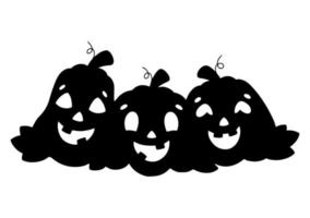 Black silhouette pumpkins. Design element. Halloween theme. Vector illustration isolated on white background. Template for books, stickers, posters, cards, clothes.