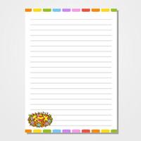 Sheet template for notebook, notepad, diary. Lined paper. Cute character. Easter theme. Isolated vector illustration. cartoon style.