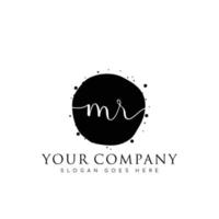 Initial MR beauty monogram and elegant logo design, handwriting logo of initial signature, wedding, fashion, floral and botanical with creative template. vector