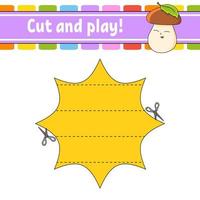 Cut and play. Logic puzzle for kids. Education developing worksheet. Learning game. Activity page. Cutting practice for preschool. Vector illustration.