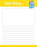 Lined sheet template. Handwriting paper. For diary, planner, checklist, wish list. Vector illustration.